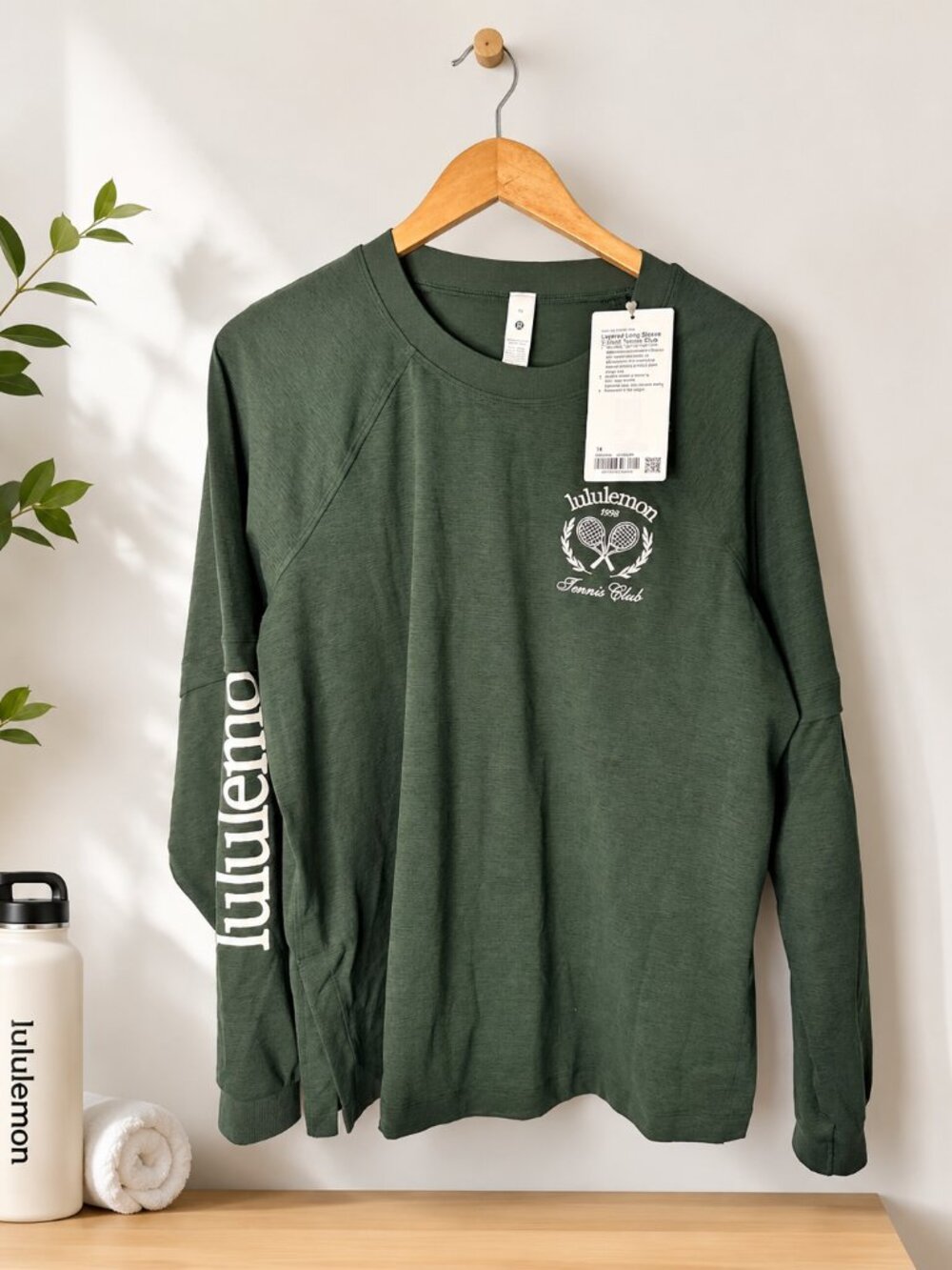 Lululemon Layered Long Sleeve Tennis Club T-shirt Top Green Tee 14 NWT